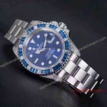Swiss Replica Rolex Submariner Watch Stainless Steel Blue Diamond Bezel 